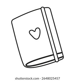 Contorno de rabiscar livro. Diário bonito ou diário para colorir. Ilustração de vetor desenhada à mão