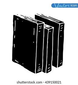  Book doodle set, illustration vector. black