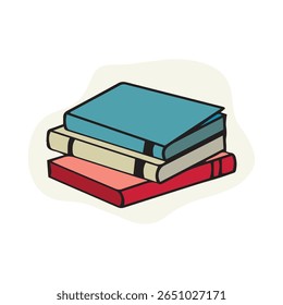 Book in doodle style isolated flat vector illustration
