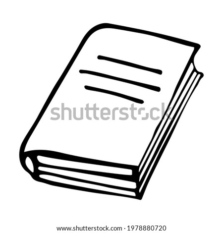 Book in doodle style. Textbook vector illustration isolated on white background. Hand drawing dictionary logo for school or university library.