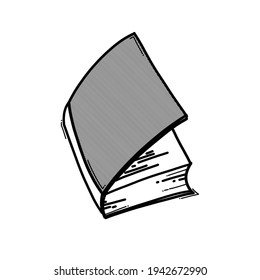 Icono vectorial del doodle del libro. Línea dibujada a mano en la ilustración del esbozo de dibujo.