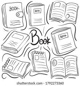 Book doodle vector illustration, New and trendy linear doodle concept with hand drawn style