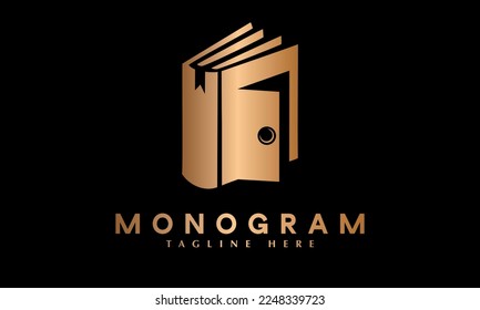 Book with door abstract monogram vector logo template