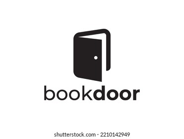 book and door combination logo. education, open door icon vector.