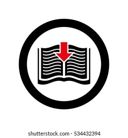 book with dowload arrow icon over white background. electronic book concept. vector illustration