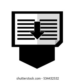 book with dowload arrow icon over white background. electronic book concept. vector illustration