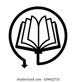 book with dowload arrow icon over white background. electronic book concept. vector illustration