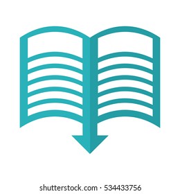 book with dowload arrow icon over white background. electronic book concept. vector illustration