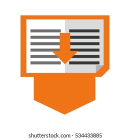 book with dowload arrow icon over white background. electronic book concept. vector illustration