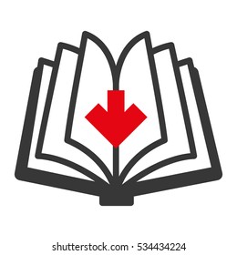 book with dowload arrow icon over white background. electronic book concept. vector illustration