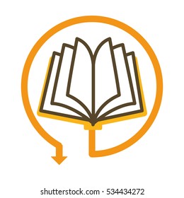 book with dowload arrow icon over white background. electronic book concept. vector illustration
