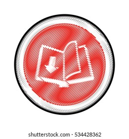 book with download arrow icon over white background. electronic book concept. vector illustration