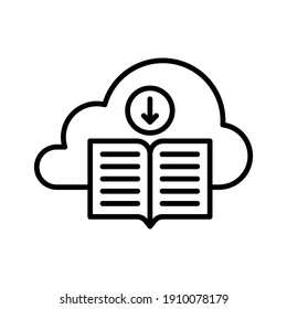 Book, download, cloud icon vector image. Can also be used for online education. Suitable for use on web apps, mobile apps and print media.