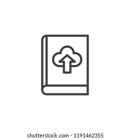 Book download cloud outline icon. linear style sign for mobile concept and web design. Online library simple line vector icon. Symbol, logo illustration. Pixel perfect vector graphics