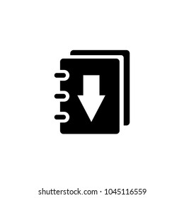 Book Download. Flat Vector Icon. Simple black symbol on white background