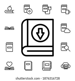 Book, download flat vector icon in books pack
