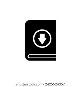 Buch Download flache Vektor-Symbol. Einfaches, einfarbiges Symbol auf weißem Hintergrund
