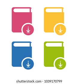 Book Download Icon - Colorful Vector Set - Isolated On White Background