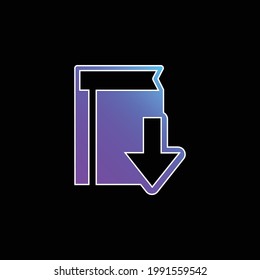 Icono de vector de gradiente azul de la interfaz de descarga de libros