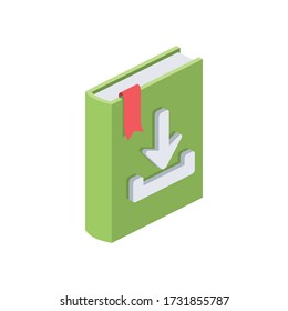 Book download. Vector 3d isometric, color web icon, new flat style. Creative illustration design, isolated graphic idea for infographics.