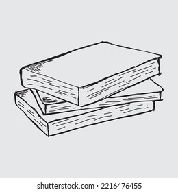 book drawing illustration sketch, hand drawn black line style