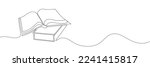 The book is drawn with one line. Modern outline doodles of an open book. Vector illustration