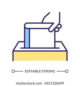 Book drop RGB color icon. Return process. Textbook circulation, customer service. Library materials accessibility. Isolated vector illustration. Simple filled line drawing. Editable stroke