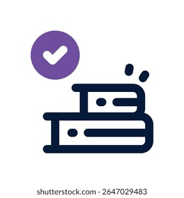 ícone de dois tons do livro. Ícone vetorial moderno e elegante para sites, aplicativos móveis, materiais de marketing e design corporativo. Totalmente dimensionável e pronto para uso.
