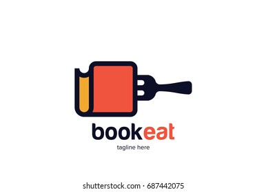 Book Eat Logo Template Design Vector, Emblem, Design Concept, Creative Symbol, Icon