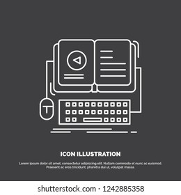 book, ebook, interactive, mobile, video Icon. Line vector symbol for UI and UX, website or mobile application
