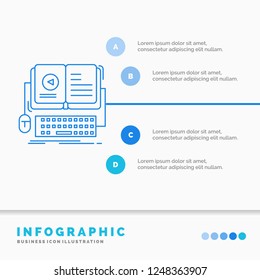 book, ebook, interactive, mobile, video Infographics Template for Website and Presentation. Line Blue icon infographic style vector illustration