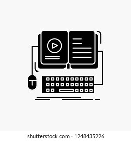 book, ebook, interactive, mobile, video Glyph Icon. Vector isolated illustration