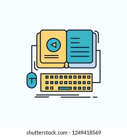 book, ebook, interactive, mobile, video Flat Icon. green and Yellow sign and symbols for website and Mobile appliation. vector illustration
