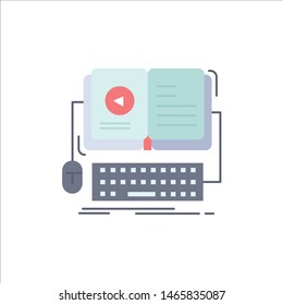book, ebook, interactive, mobile, video Flat Color Icon Vector. Vector Icon Template background