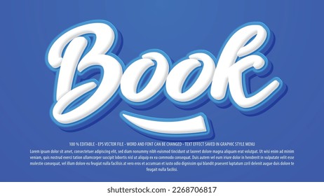 Book editable text effect with 3d style use for logo and business brand