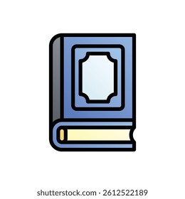 Book. Editable vector icon, coloured with outlined stroke.