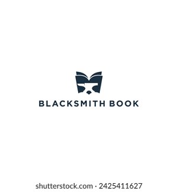 Educación del libro con la ilustración vectorial del diseño del logotipo de Blacksmith Forge