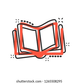 Book education icon in comic style. Literature magazine vector cartoon illustration pictogram. Book paper business concept splash effect.