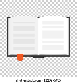 Book education icon in flat style. Literature magazine vector illustration on isolated background. Book paper business concept.