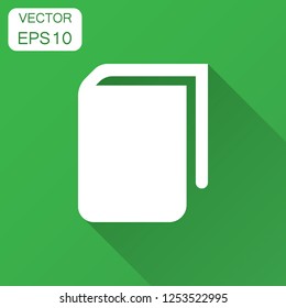 Book education icon in flat style. Literature magazine vector illustration with long shadow. Book paper business concept.