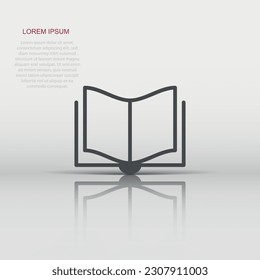 Book education icon in flat style. Literature magazine vector illustration on white isolated background. Book paper business concept.