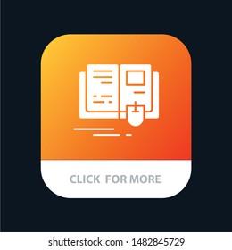 Book, Education, Knowledge, Mouse Mobile App Button. Android and IOS Glyph Version