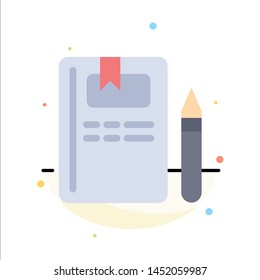 Book, Education, Knowledge, Pencil Abstract Flat Color Icon Template