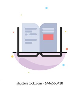 Book, Education, Knowledge, Text Abstract Flat Color Icon Template