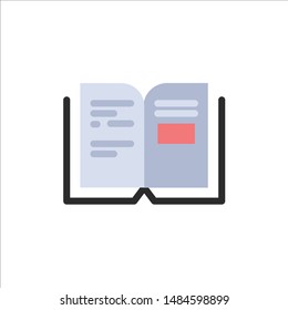 Book, Education, Knowledge, Text  Flat Color Icon. Vector icon banner Template. Vector Icon Template background