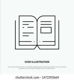 Book, Education, Knowledge, Text Line Icon Vector