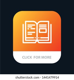 Book, Education, Knowledge, Text Mobile App Button. Android and IOS Line Version