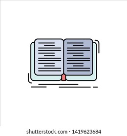 book, education, lesson, study Flat Color Icon Vector