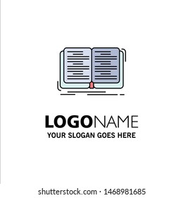 book, education, lesson, study Flat Color Icon Vector. Vector Icon Template background