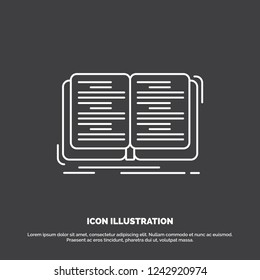 book, education, lesson, study Icon. Line vector symbol for UI and UX, website or mobile application